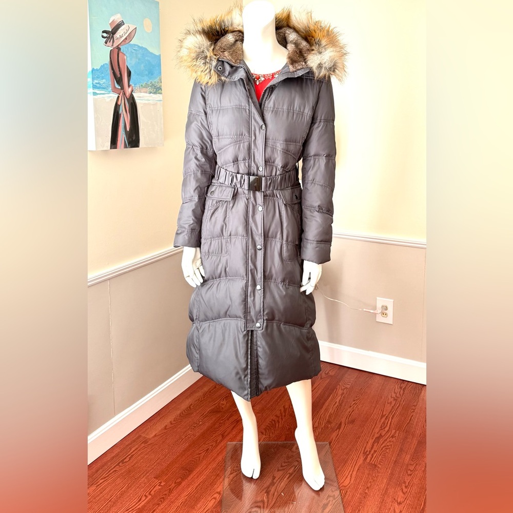 Moda International long gray down puffer coat